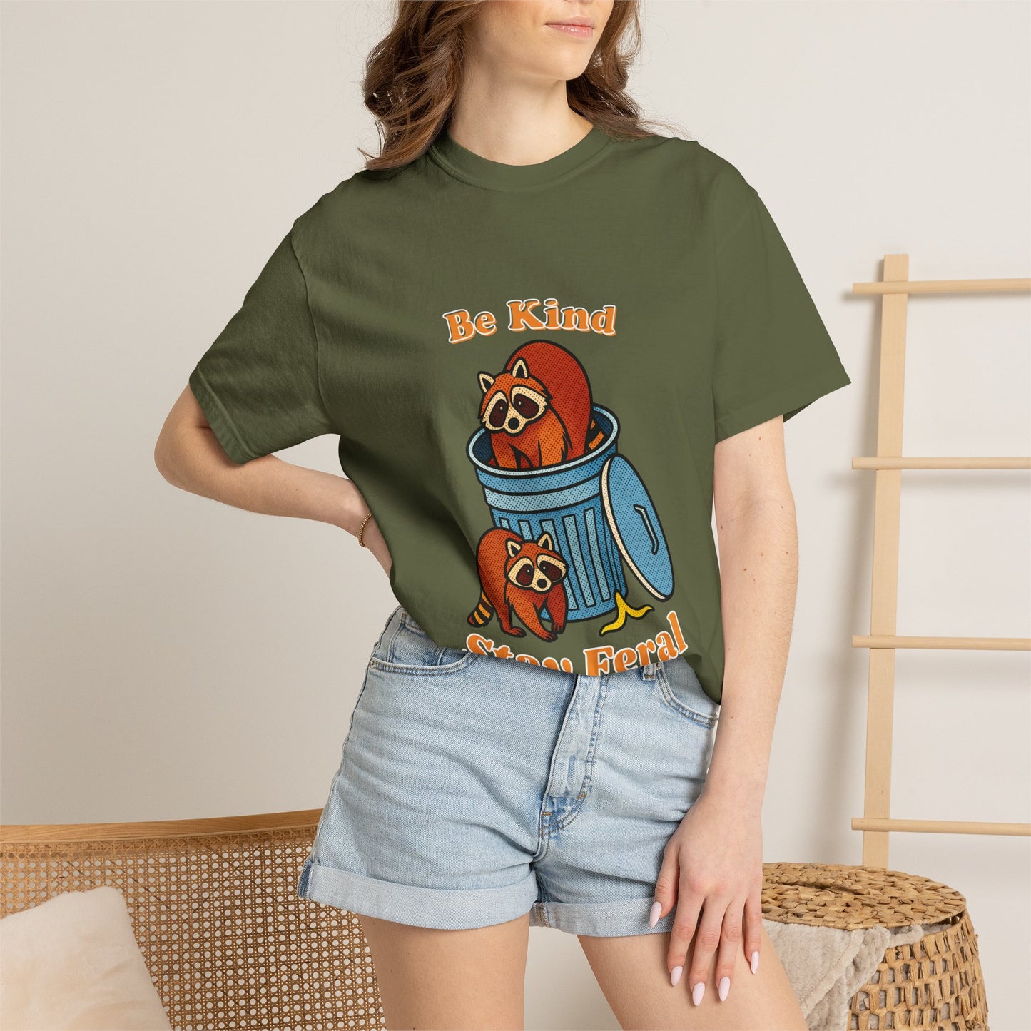 Be Kind Stay Feral – Retro Raccoon Graphic Tee
