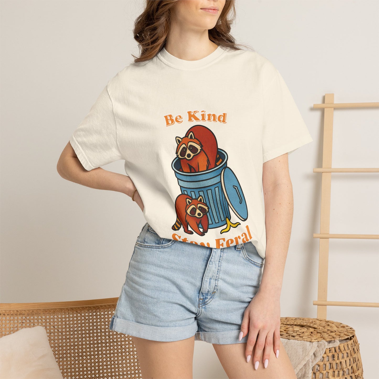 Be Kind Stay Feral – Retro Raccoon Graphic Tee