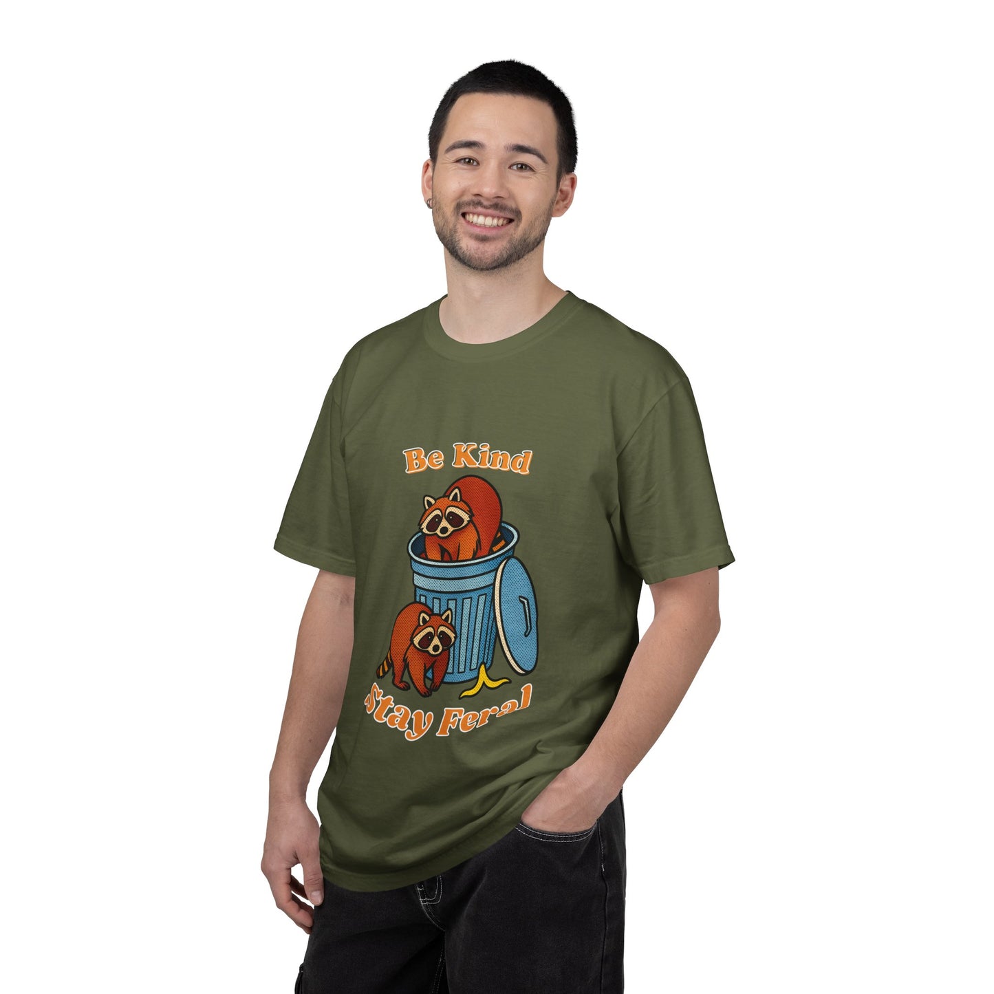 Be Kind Stay Feral – Retro Raccoon Graphic Tee