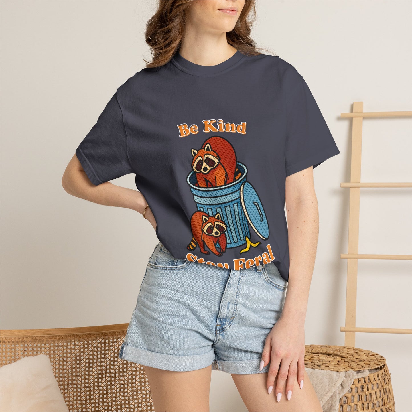 Be Kind Stay Feral – Retro Raccoon Graphic Tee