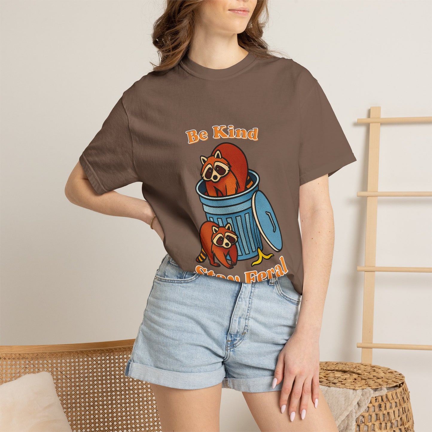 Be Kind Stay Feral – Retro Raccoon Graphic Tee