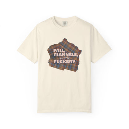 Fall Flannels & A Little Fuckery T-Shirt | Funny Fall Graphic Tee