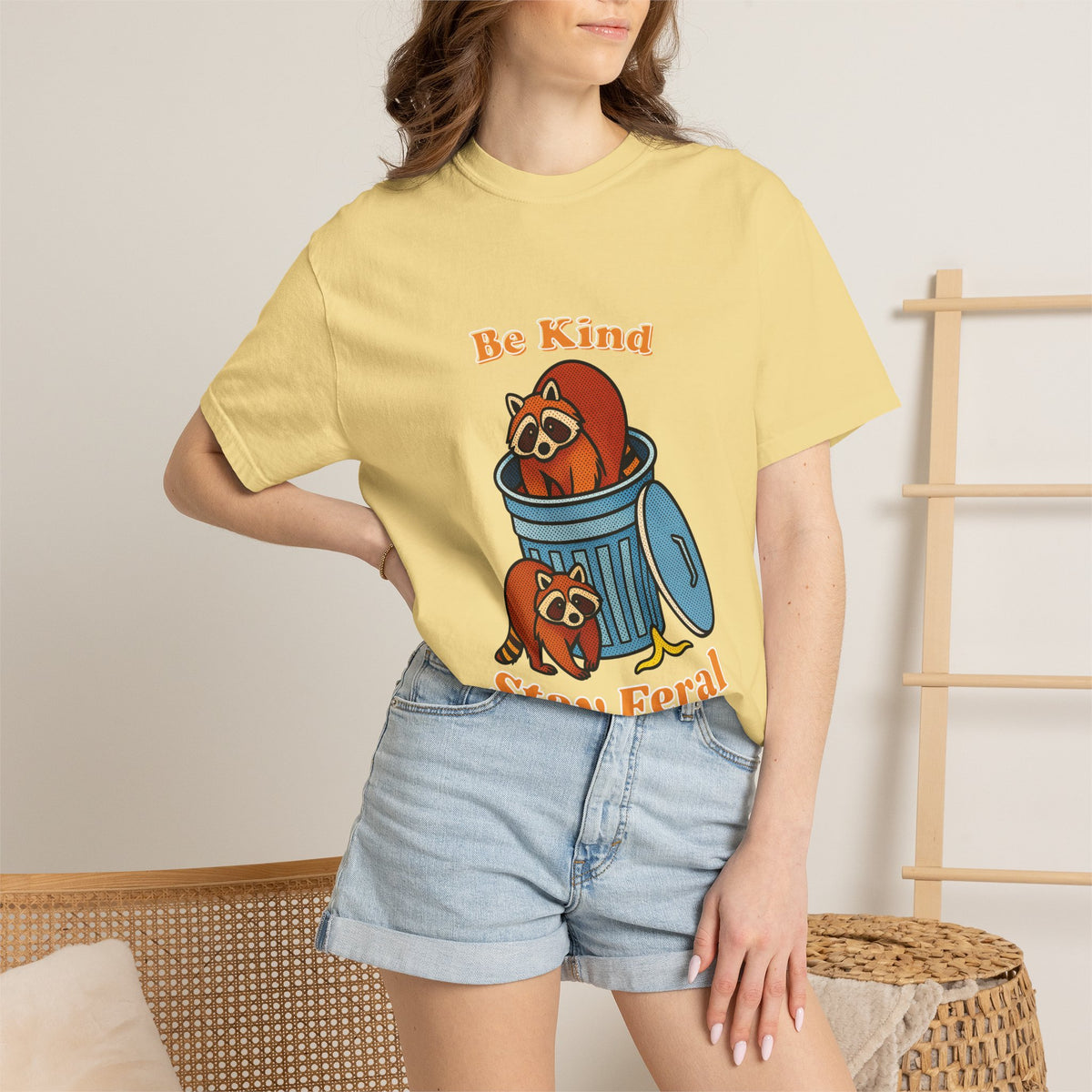 Be Kind Stay Feral – Retro Raccoon Graphic Tee