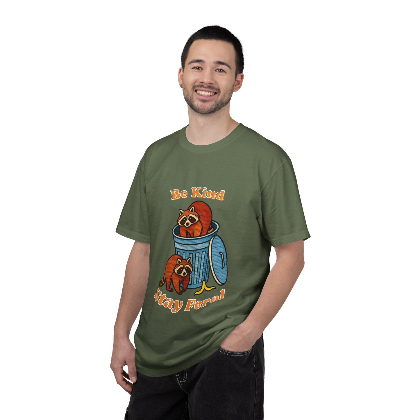 Be Kind Stay Feral – Retro Raccoon Graphic Tee