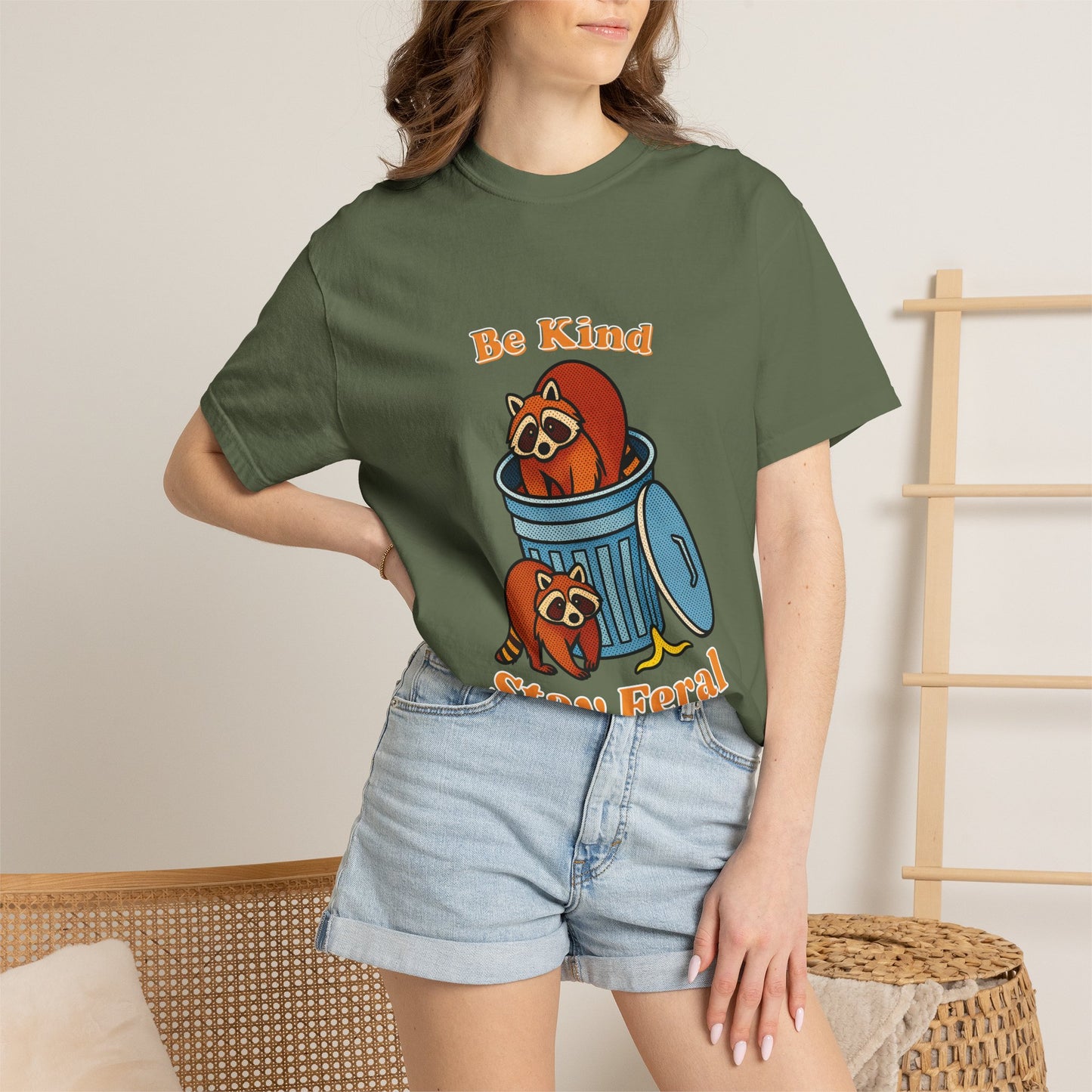 Be Kind Stay Feral – Retro Raccoon Graphic Tee
