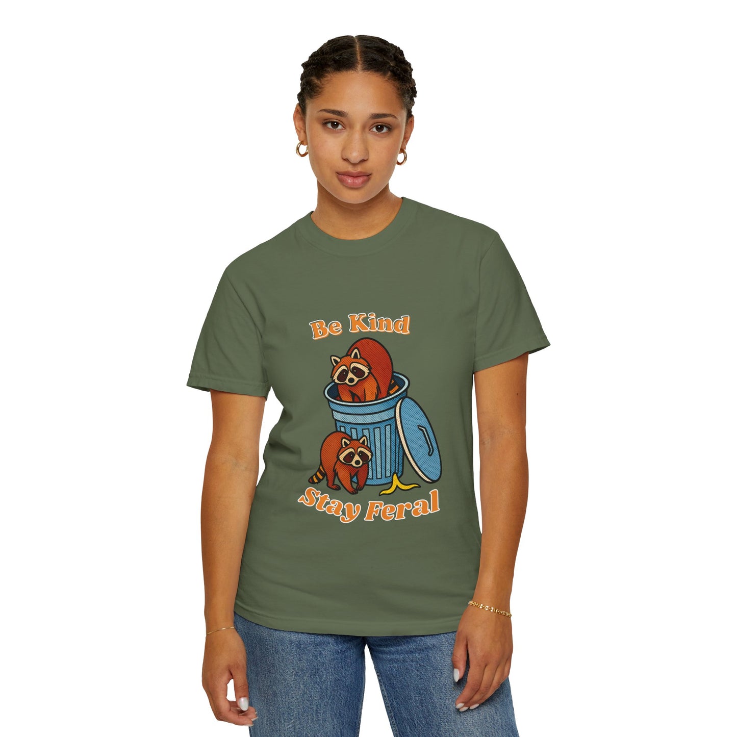 Be Kind Stay Feral – Retro Raccoon Graphic Tee