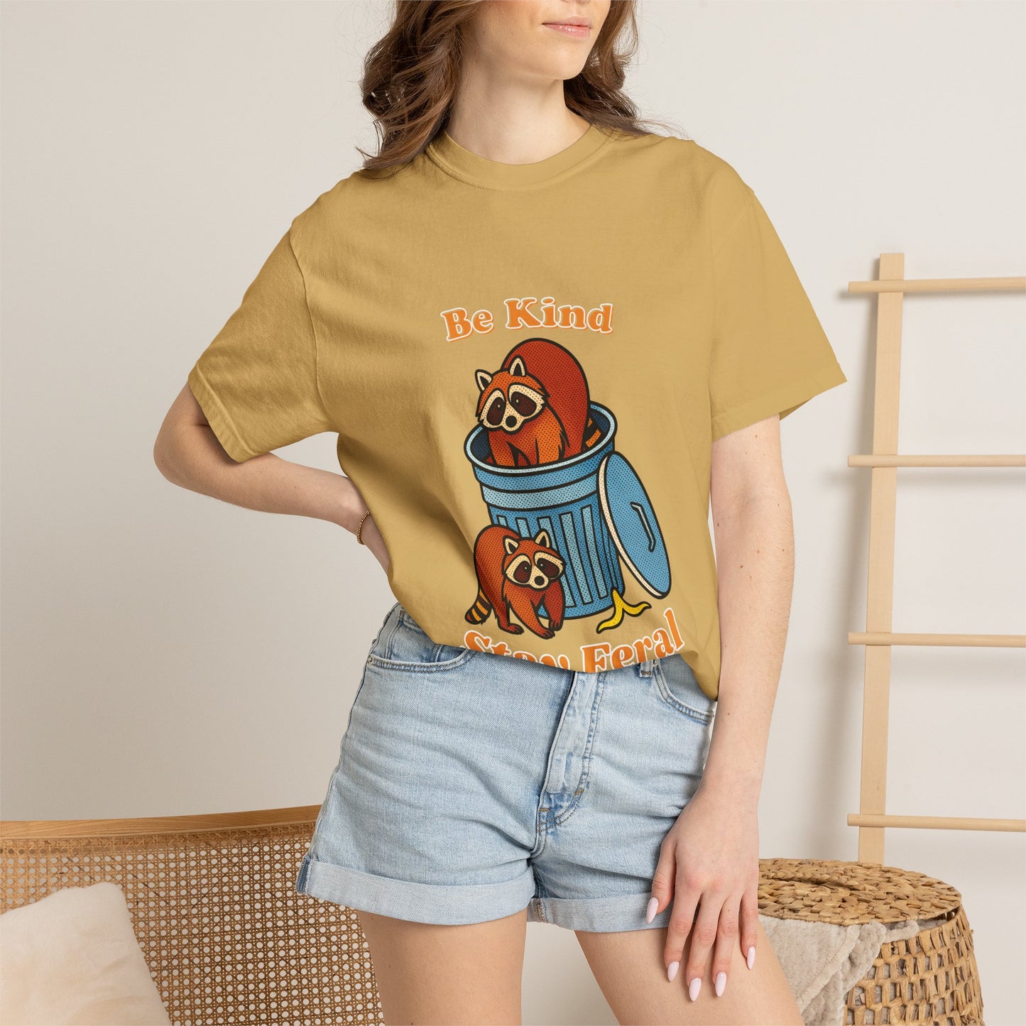 Be Kind Stay Feral – Retro Raccoon Graphic Tee