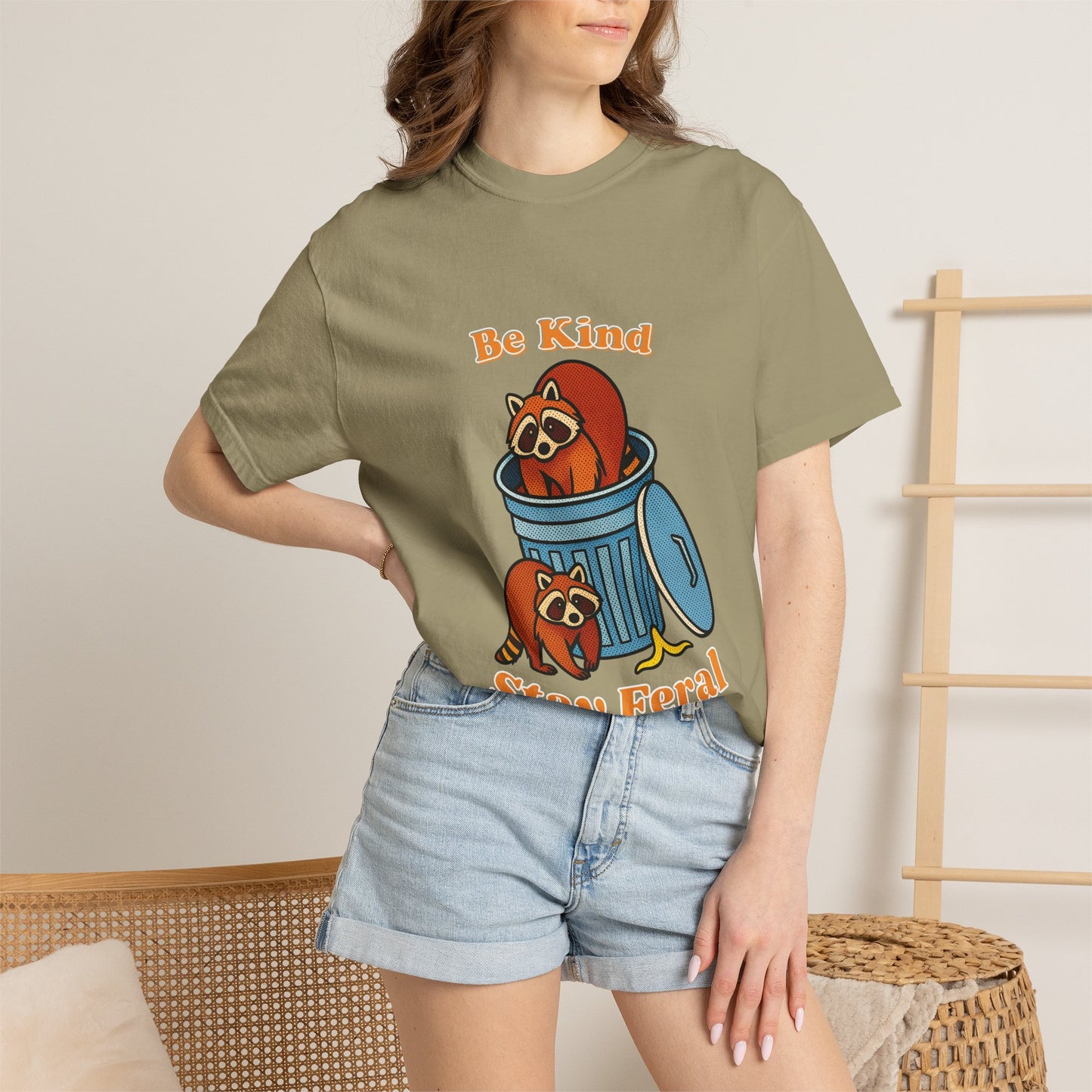 Be Kind Stay Feral – Retro Raccoon Graphic Tee