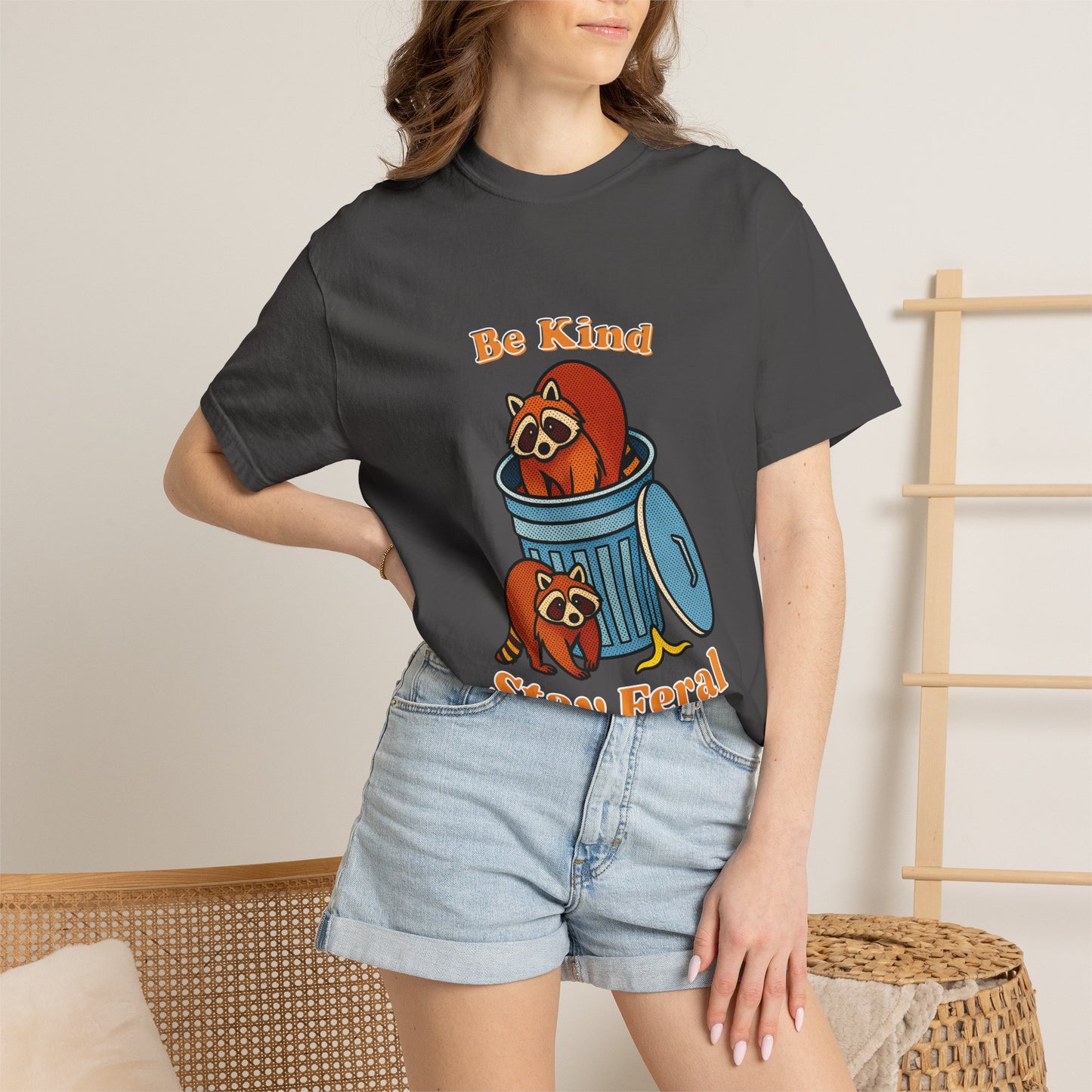 Be Kind Stay Feral – Retro Raccoon Graphic Tee