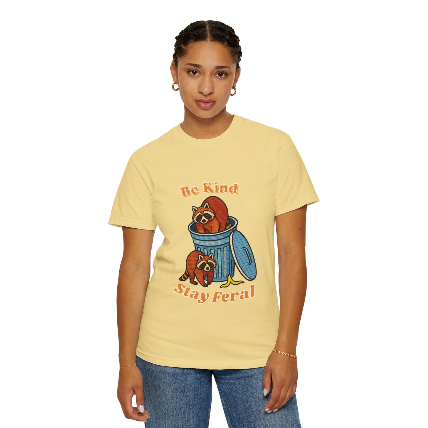 Be Kind Stay Feral – Retro Raccoon Graphic Tee
