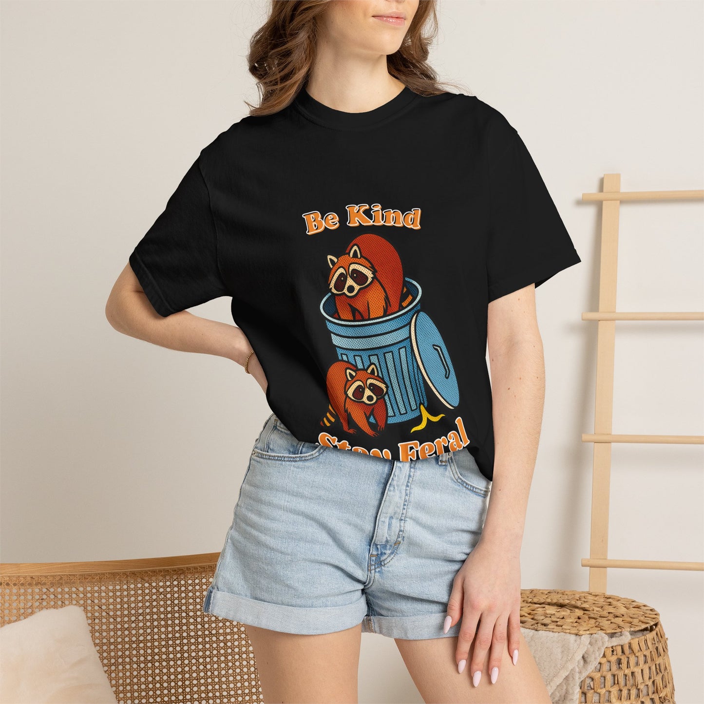 Be Kind Stay Feral – Retro Raccoon Graphic Tee